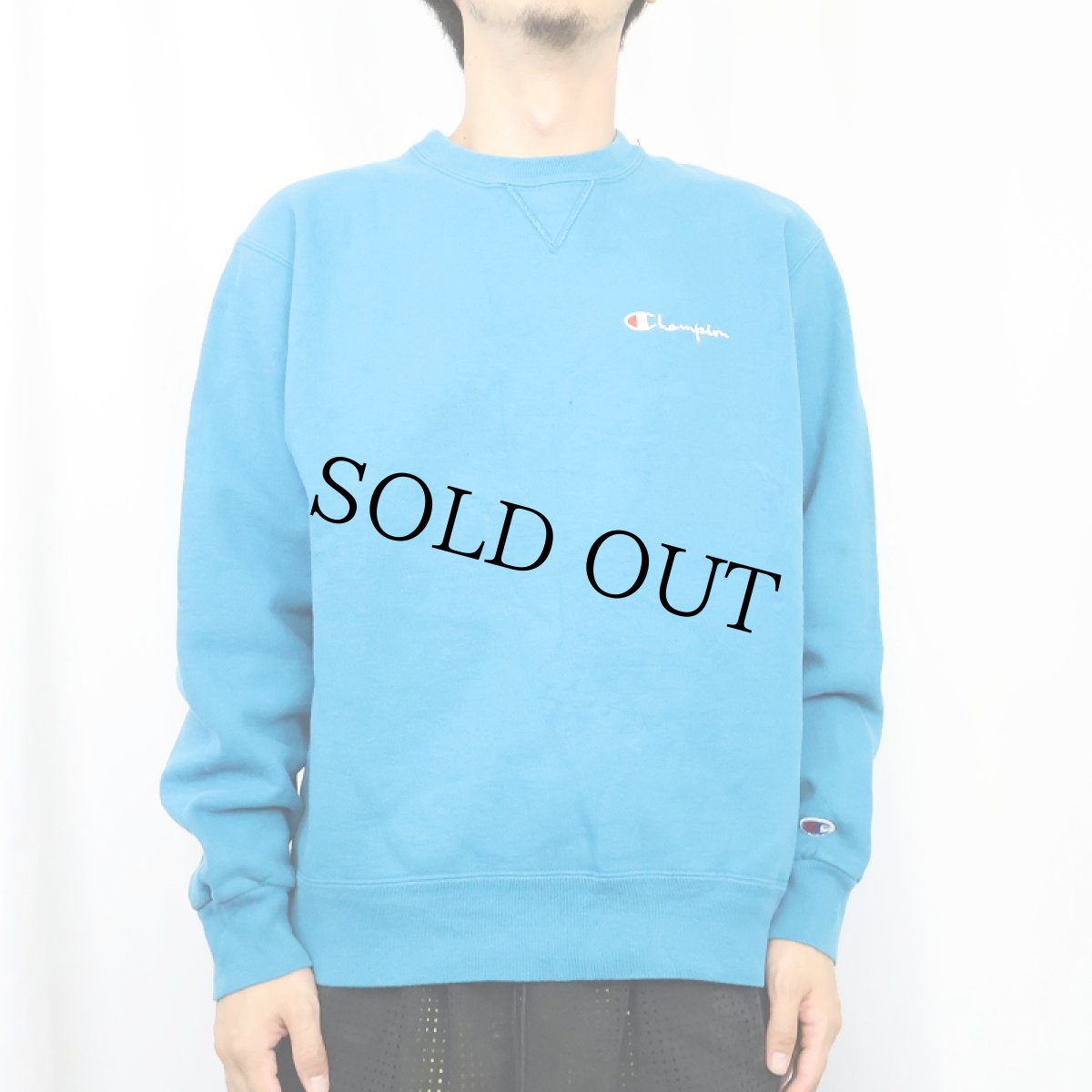 画像2: 90's Champion USA製 ロゴ刺繍 前Vスウェット L (2)