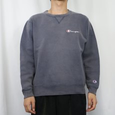 画像2: 90's Champion USA製 ロゴ刺繍 前Vスウェット M (2)