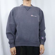 画像2: 90's Champion USA製 ロゴ刺繍 前Vスウェット M (2)