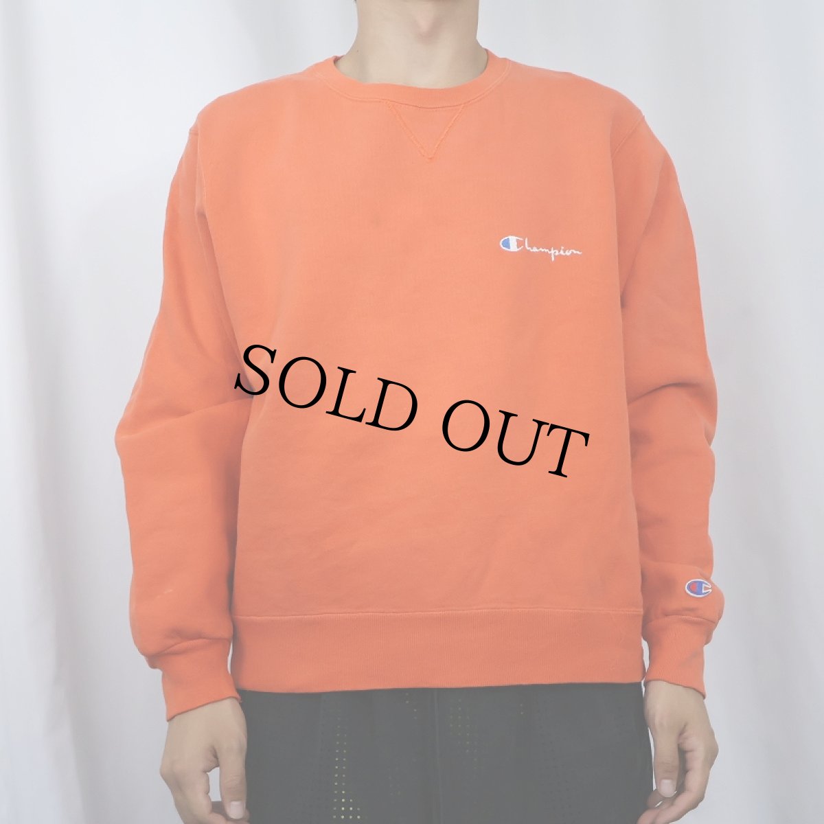 画像2: 90's Champion USA製 ロゴ刺繍 前Vスウェット L (2)