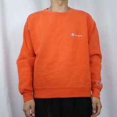 画像2: 90's Champion USA製 ロゴ刺繍 前Vスウェット L (2)