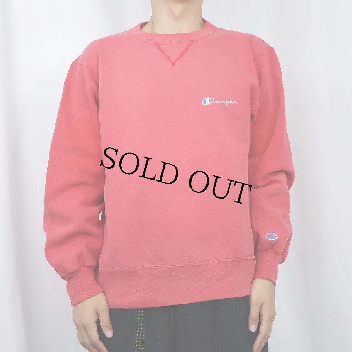 画像2: 90's Champion USA製 ロゴ刺繍 前Vスウェット L (2)