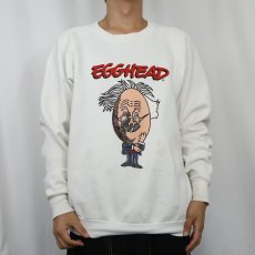 画像2: 90's USA製 "EGGHEAD" イラストプリントラグランスウェット XL (2)