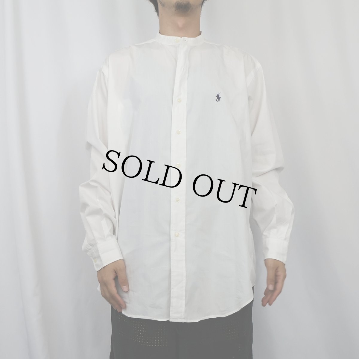 画像2: POLO Ralph Lauren "POSTBOY" バンドカラー コットンシャツ M (2)