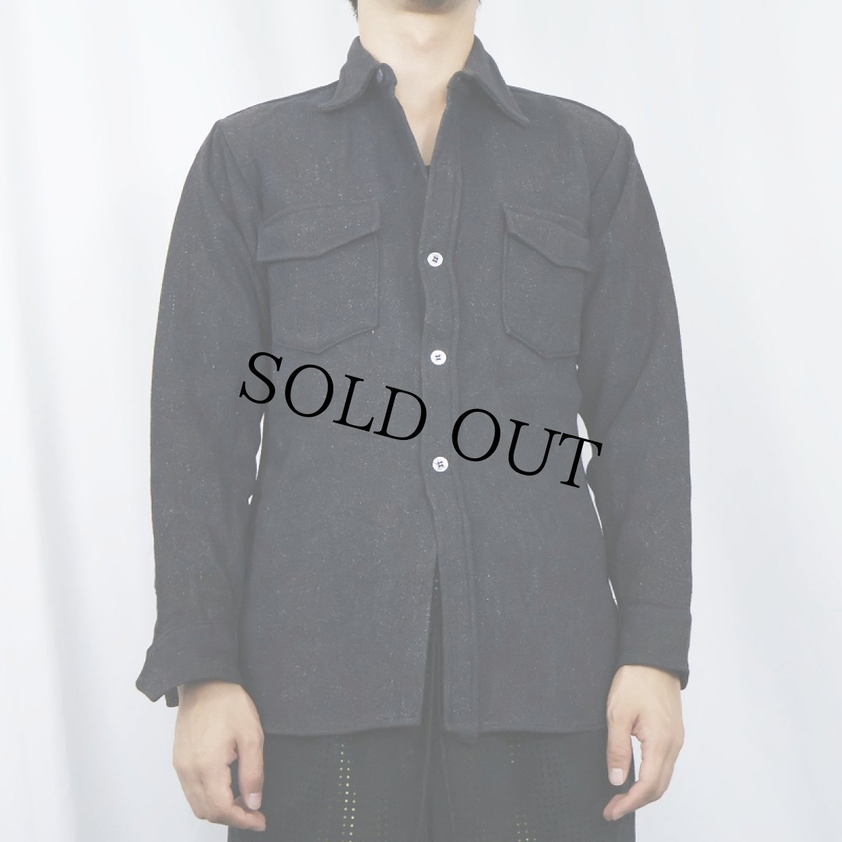 画像2: 60's BRENT ネップ混 ウールシャツ SIZE20 (2)