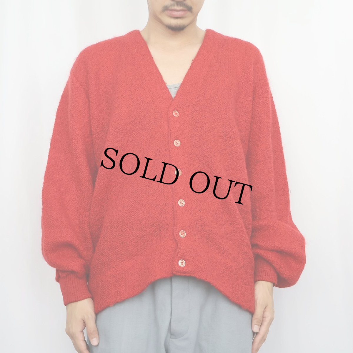 画像2: 60's The Sportsman モヘア×ウールニットカーディガン L (2)