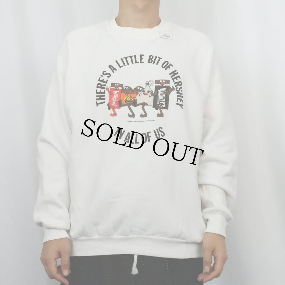 画像2: 80〜90's HERSHEY'S "THERE'S A LITTLE BIT OF HERSHEY..." お菓子企業 キャラクタープリントラグランスウェット (2)