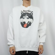 画像2: 90's USA製 "Husky" 犬プリントスウェット XL (2)