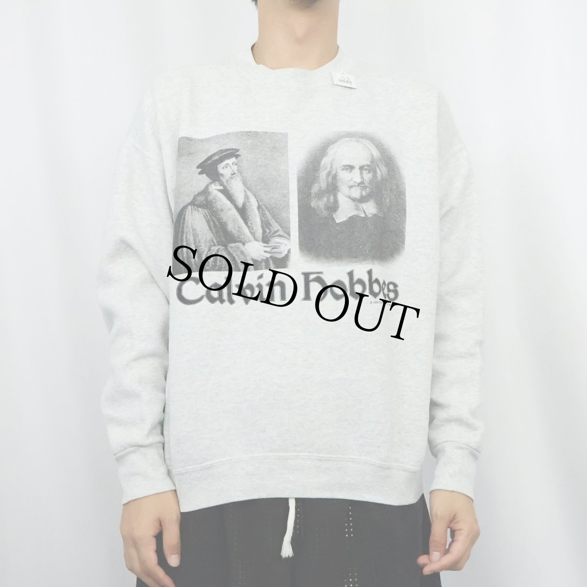 画像2: 90's Jean Calvin × Thomas Hobbes 偉人プリントスウェット L (2)