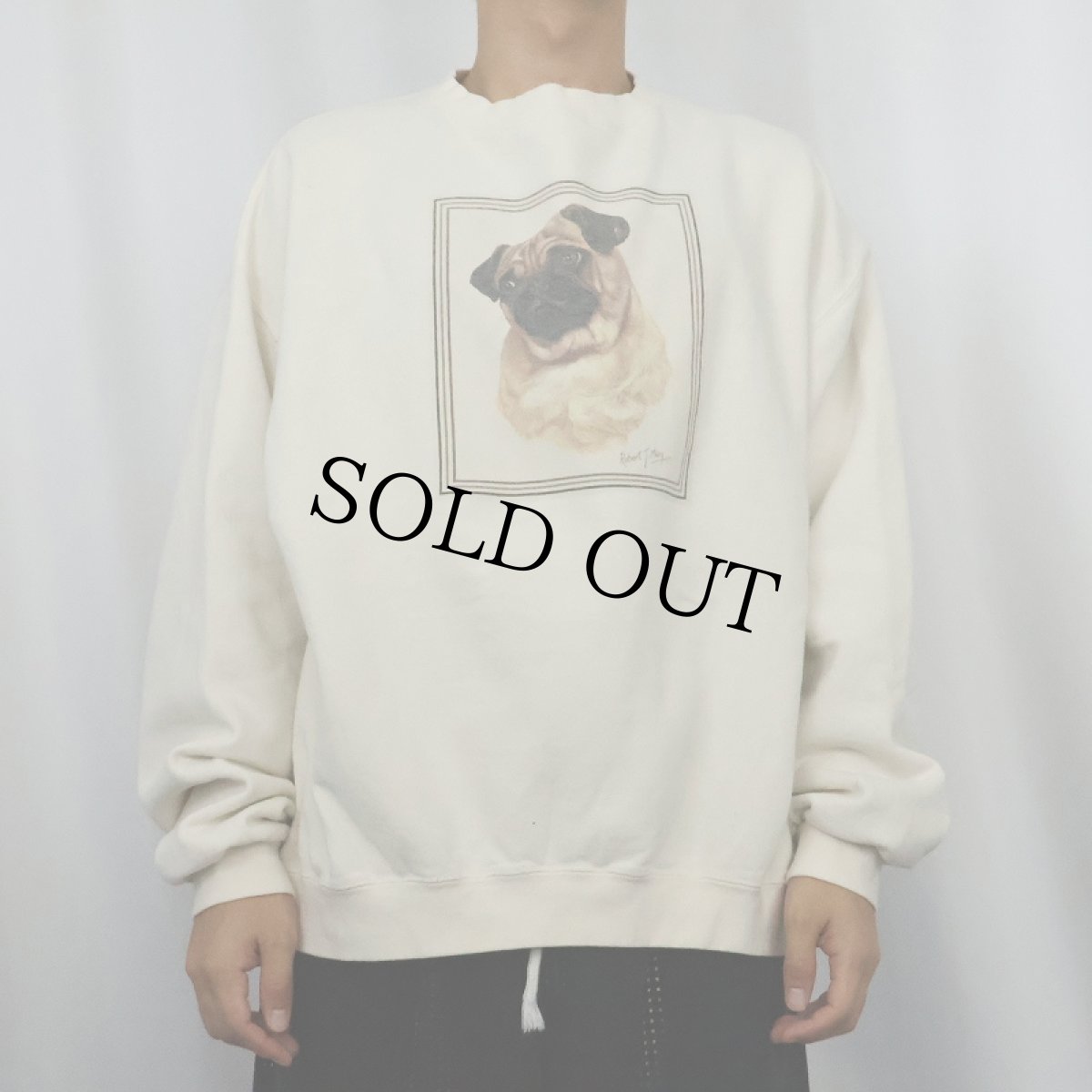 画像2: 90's USA製 "PUG" 犬プリントスウェット XL (2)