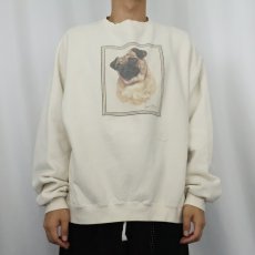 画像2: 90's USA製 "PUG" 犬プリントスウェット XL (2)