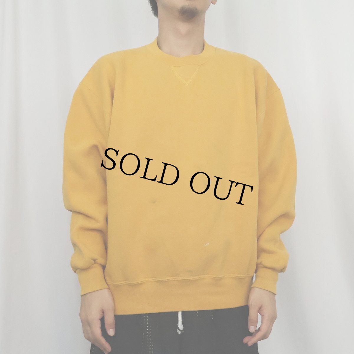 画像2: 90's RUSSELL ATHLETIC USA製 前V 無地スウェット L (2)