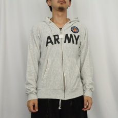 画像2: 80's Champion 青刺繍タグ 前期 USA製 "ARMY" ワッペン付き スウェットジップパーカー M (2)