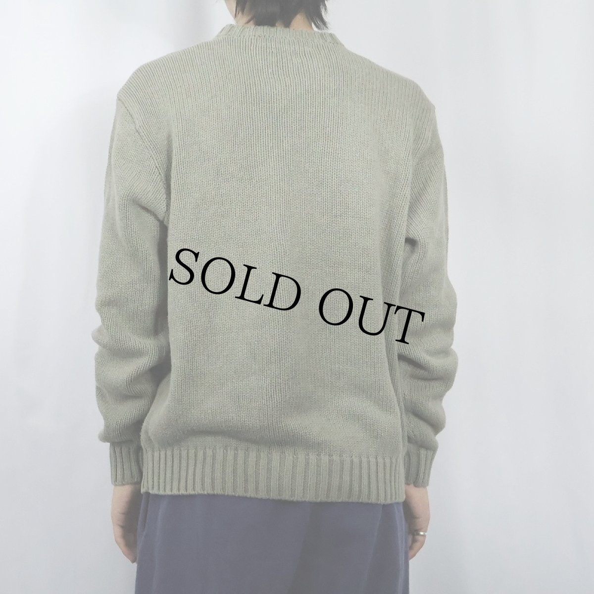 画像3: POLO Ralph Lauren ロゴ刺繍 Vネック コットンニットセーター M (3)