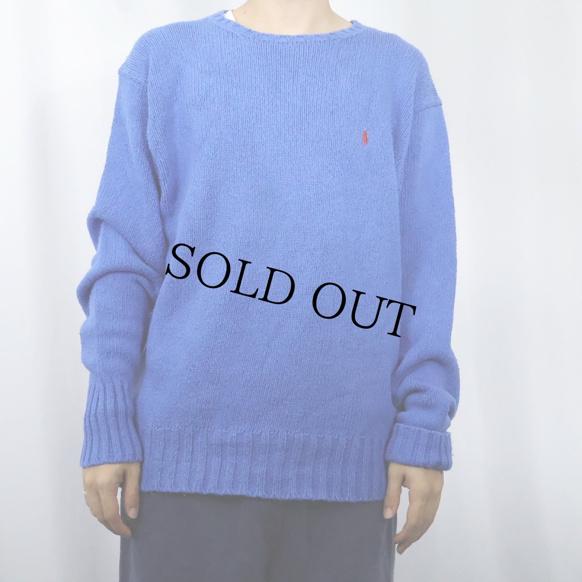 画像2: POLO Ralph Lauren ロゴ刺繍 コットンニットセーター L (2)