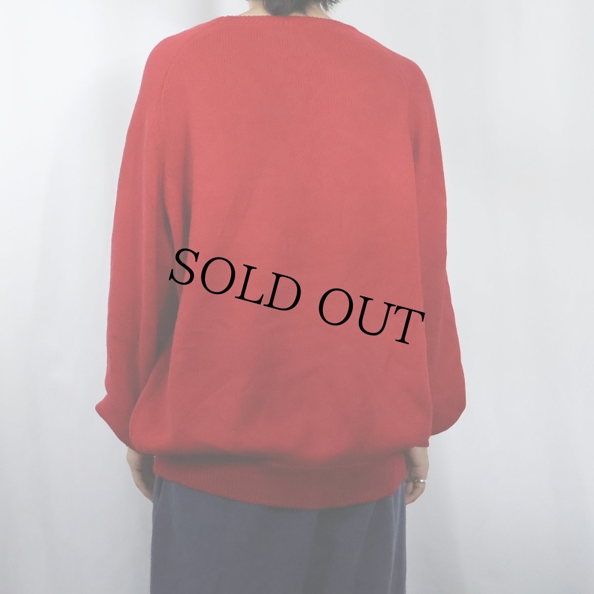 画像3: 90's LANDS' END USA製 Vネック コットンニットセーター L (3)