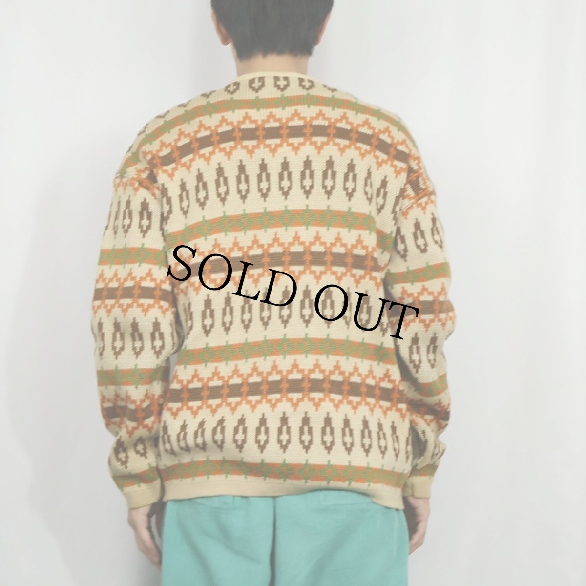 画像3: 60's Caldwell CANADA製 ノルディック柄 ウールニットカーディガン M (3)