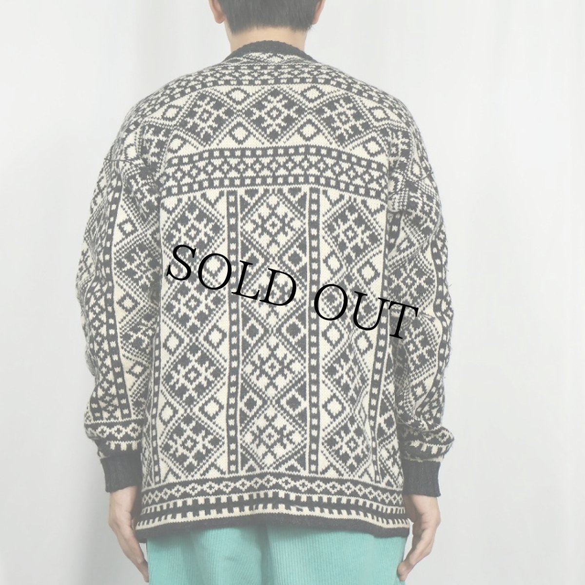 画像3: 60's〜 Figgjo NORWAY製 ノルディック柄 ウールニットカーディガン (3)