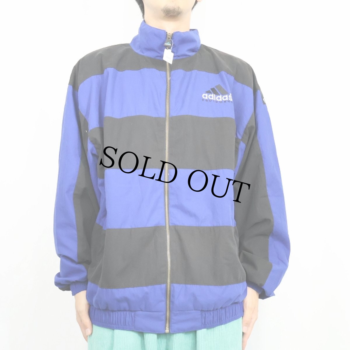 画像3: 90's adidas EQUIPMENT ボーダー柄 ポリエステル×コットンジップジャケット L (3)