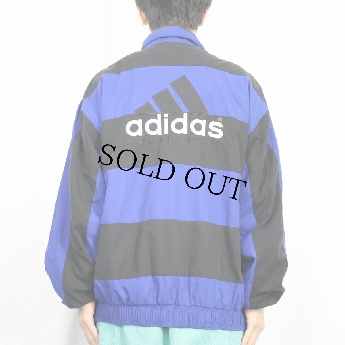 画像4: 90's adidas EQUIPMENT ボーダー柄 ポリエステル×コットンジップジャケット L (4)