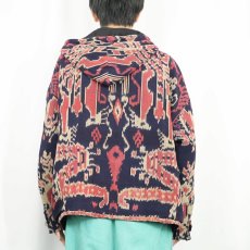 画像4: 総柄 リバーシブル コットンジップパーカー M (4)