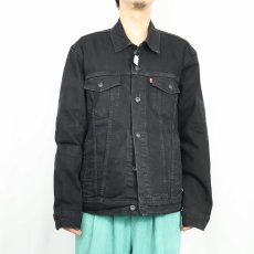 画像2: Levi's ストレッチブラックデニムジャケット L (2)