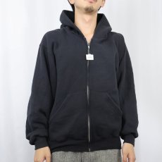 画像2: M.J.SOFFE 無地 スウェットジップパーカー BLACK M (2)