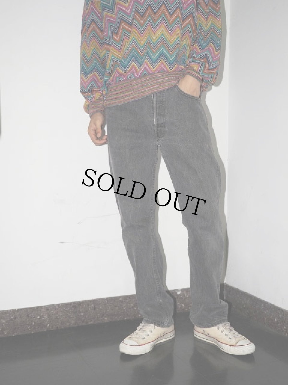 画像1: 90's Levi's 501 USA製 先染め ブラックデニムパンツ W32 (1)