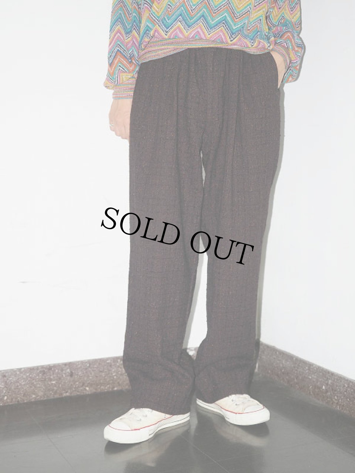 画像1: 60's ネップ混 2タック ウールスラックス W35 (1)