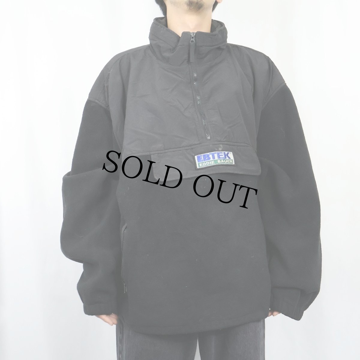 画像2: 90's Eddie Bauer EBTEK USA製 "POLARTEC" ナイロン切り替え フリースアノラックパーカー BLACK XXXL (2)
