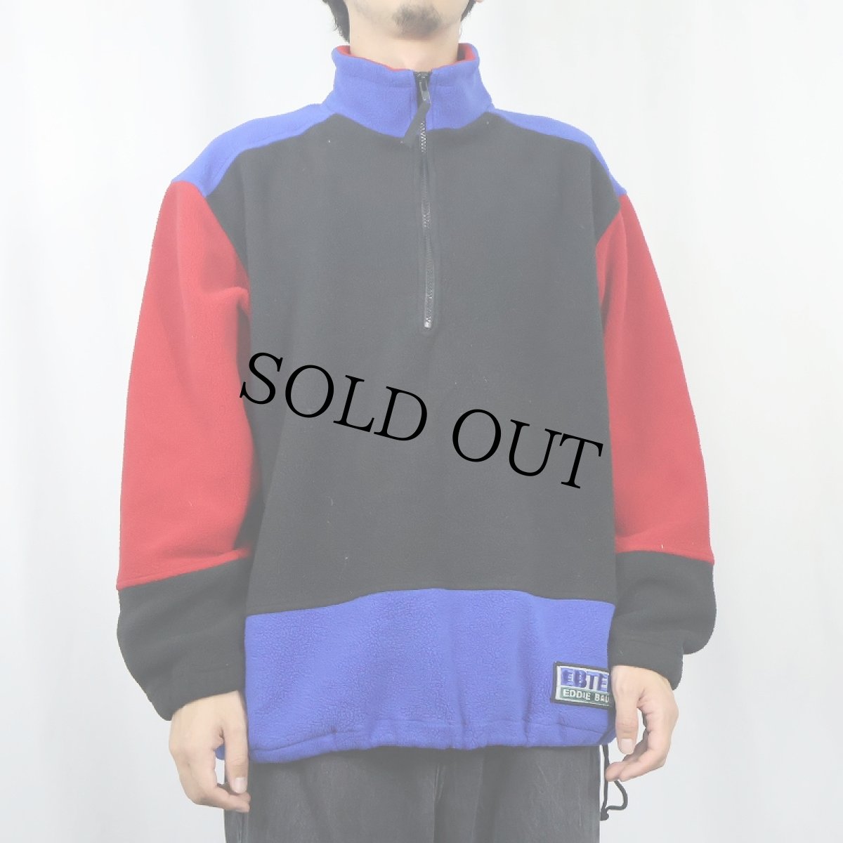 画像2: 90's Eddie Bauer EBTEK USA製 "POLARTEC" 切り替えデザイン ハーフジップ フリースジャケット M (2)