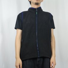 画像2: 90's Eddie Bauer EBTEK USA製 ロゴ刺繍 フリースベスト BLACK XS (2)