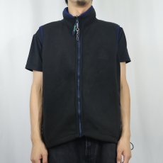 画像2: 90's Eddie Bauer EBTEK "POLARTEC" ロゴ刺繍 フリースベスト BLACK M (2)