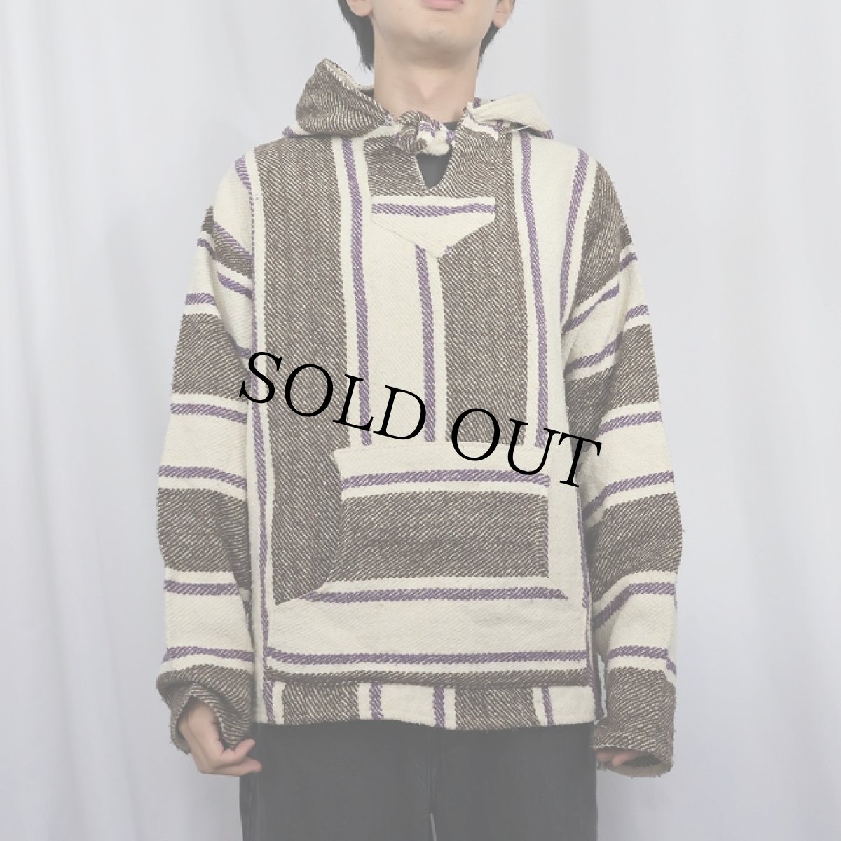 画像2: 80〜90's ストライプ柄 メキシカンパーカー (2)