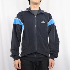 画像2: adidas ロゴ刺繍 ベロアトラックジャケット NAVY L (2)