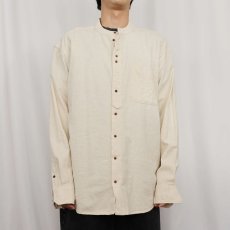 画像2: ARAN SWEATER MARKET バンドカラー コットンシャツ M (2)