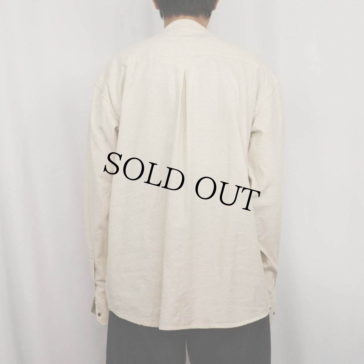 画像3: ARAN SWEATER MARKET バンドカラー コットンシャツ M (3)