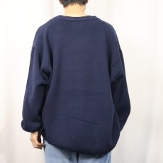 画像3: 90's LANDS' END USA製 コットンニットカーディガン NAVY L (3)