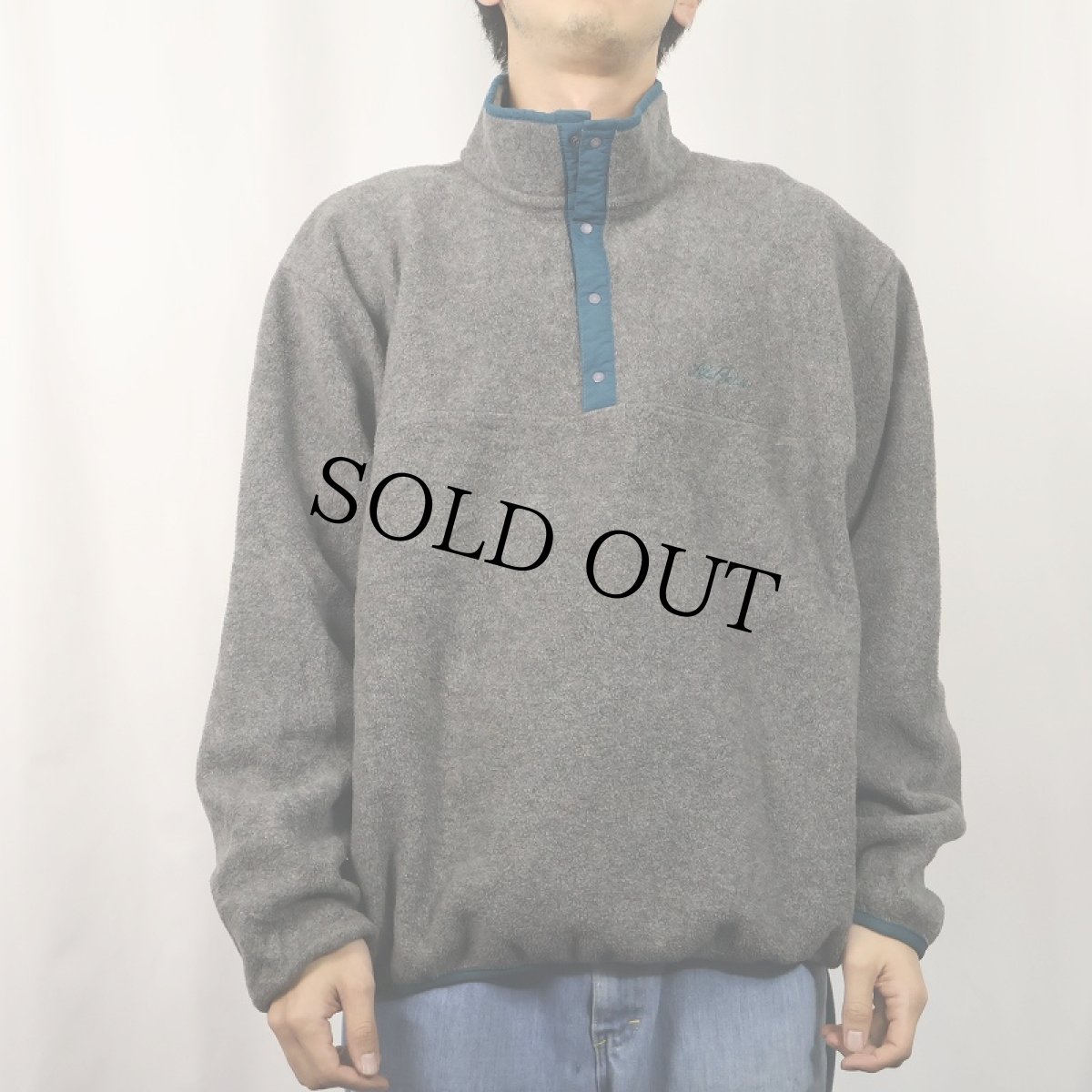 画像2: 80〜90's L.L.Bean USA製 筆記体ロゴ刺繍 ハーフスナップフリースジャケット L (2)