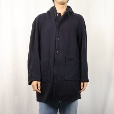 画像2: 〜70's フード付き スナップボタンウールコート NAVY (2)