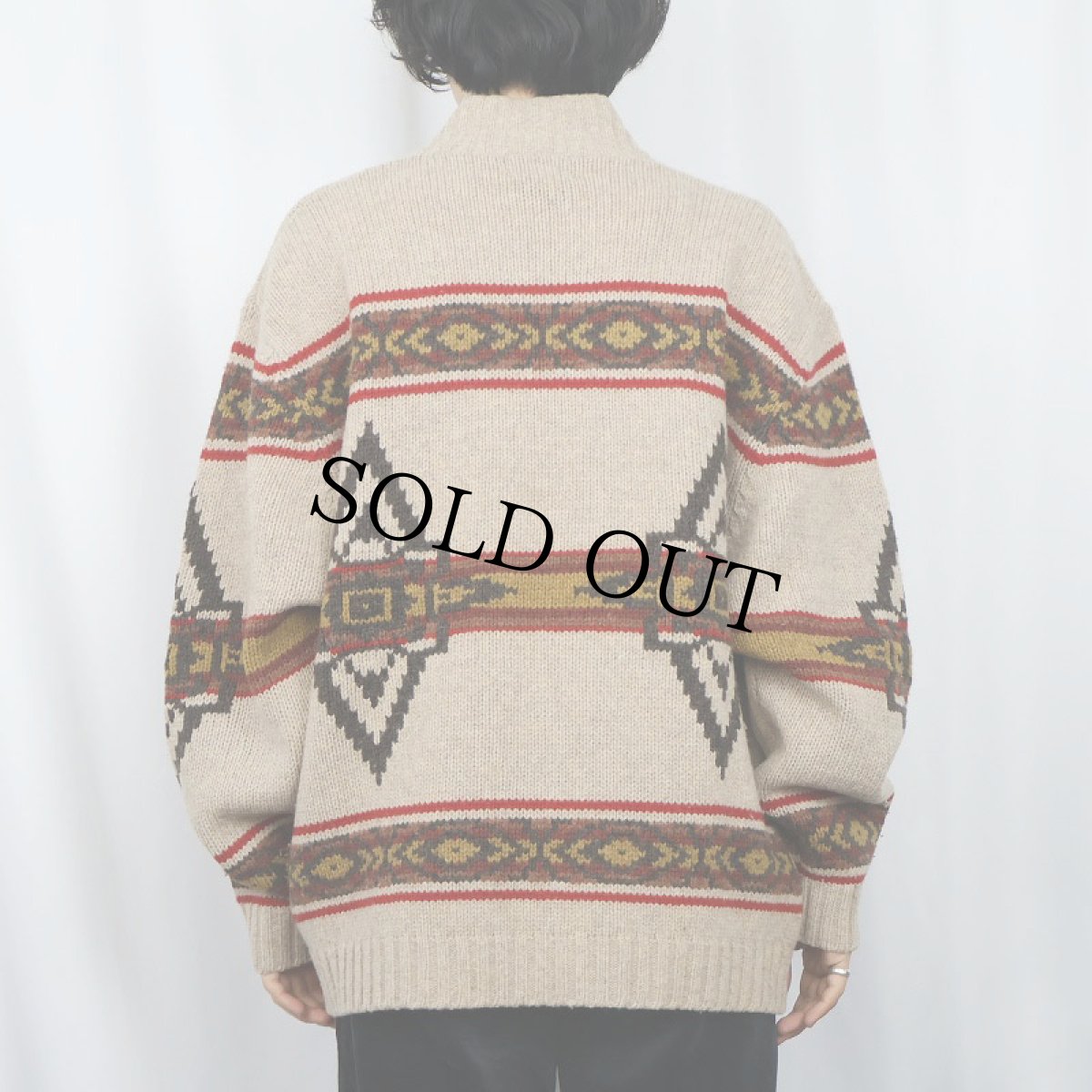 画像3: PENDLETON ネイティブ柄 ウールニットジップジャケット XL (3)