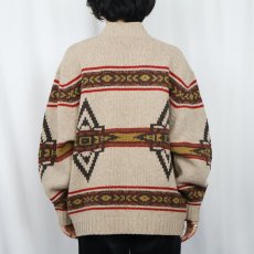 画像3: PENDLETON ネイティブ柄 ウールニットジップジャケット XL (3)