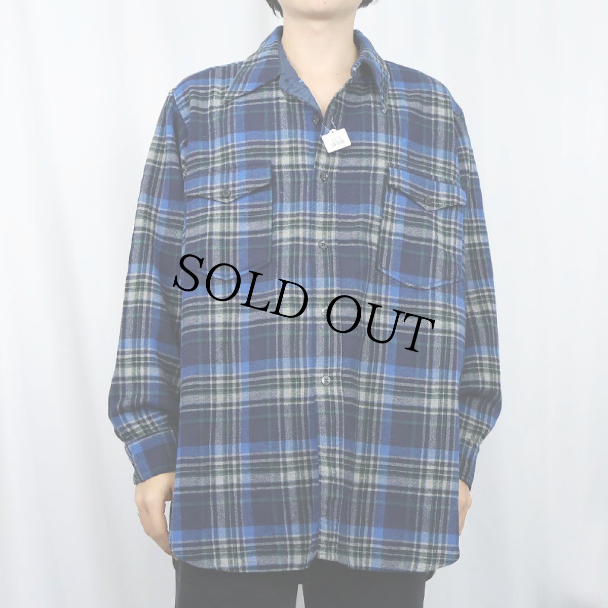 画像2: 70's PENDLETON USA製 チェック柄 ウールシャツ SIZE17 1/2 (2)