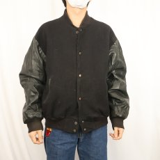 画像3: 90's America's Most Wanted USA製 テレビ番組 レザー×メルトンウール スタジャン BLACK L (3)