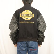 画像4: 90's America's Most Wanted USA製 テレビ番組 レザー×メルトンウール スタジャン BLACK L (4)