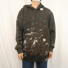 画像2: Carhartt ペンキペイント スウェットフーディー L (2)