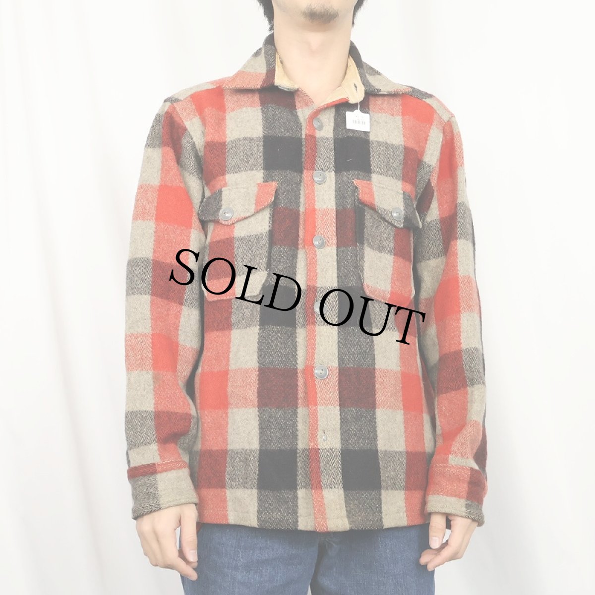 画像2: 50's Woolrich ブロックチェック柄 ウールジャケット SIZE16 (2)