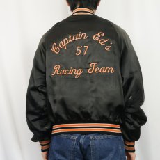 画像4: 〜70's "Captain Ed's 57 Racing Jeam" 中綿入り サテンレーシングジャケット BLACK (4)
