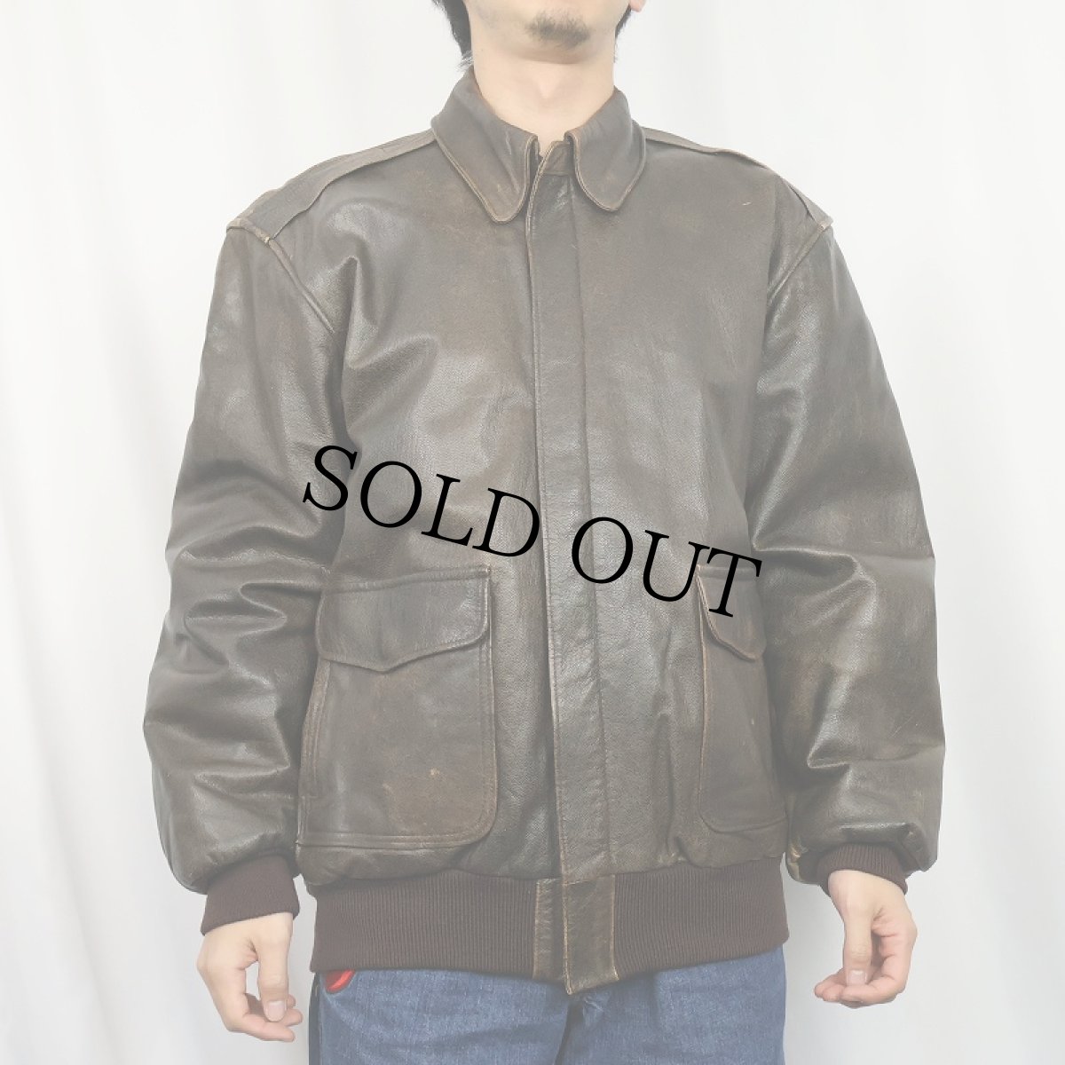 画像2: 80〜90's L.L.Bean USA製 "A-2 TYPE" フライトレザージャケット BROWN SIZE40TALL (2)