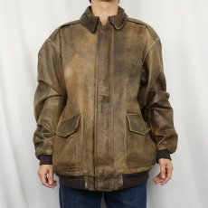 画像2: L.L.Bean "A-2 TYPE" フライトレザージャケット BROWN XL (2)